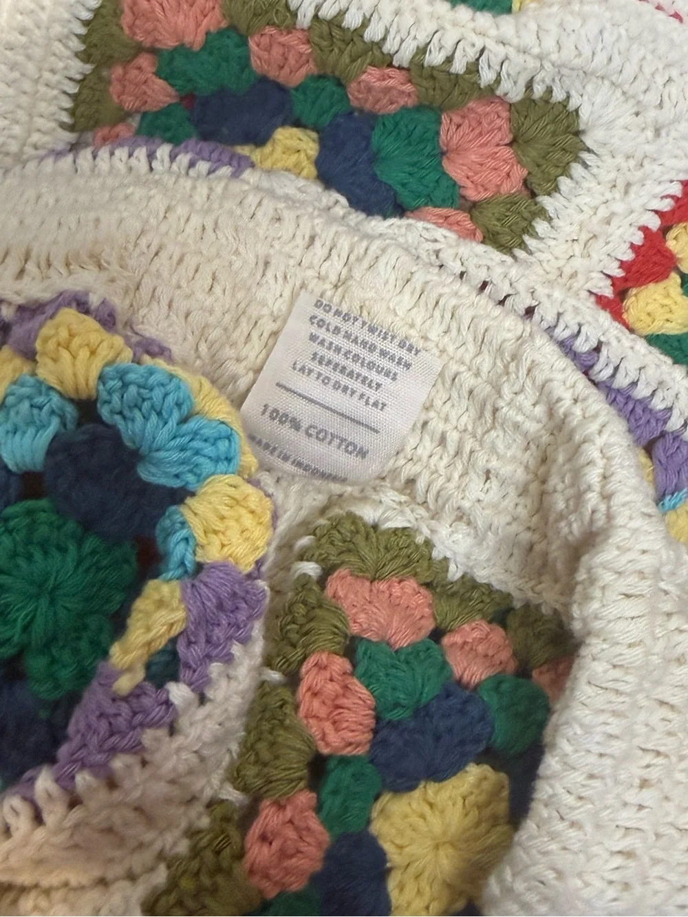 Free People x Flook Crocheted Granny Square Long Shorts Artisan Made Bali